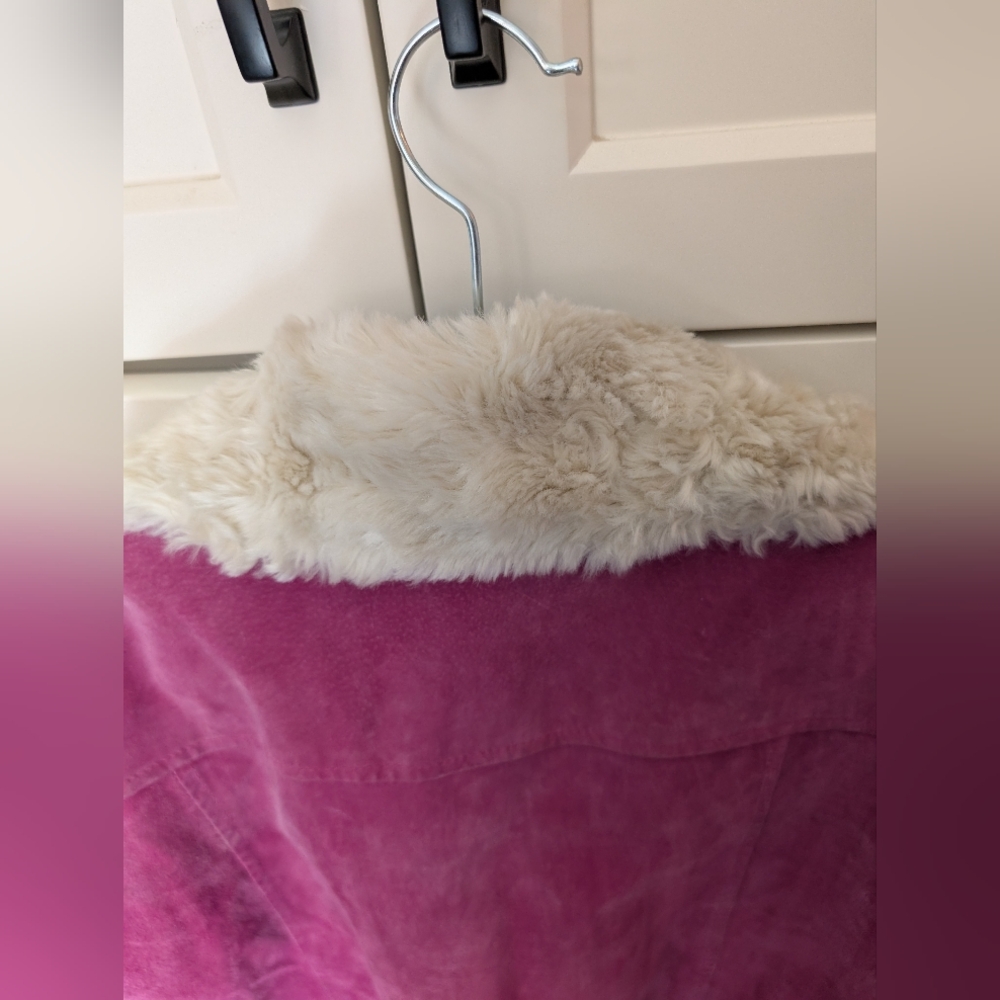Vintage Wilsons Leather Maxima Pink Suede Jacket Fur Trim Large - Picture 12 of 16